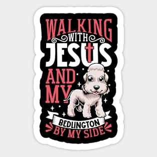 Jesus and dog - Bedlington Terrier Sticker